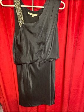 Burning Torch Black One-Shoulder Beaded Cocktail Dress